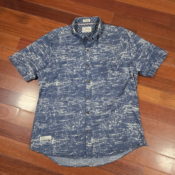 7 Diamonds Blue and White Abstract Button-Down Shirt Mens XL - Picture 1 of 9